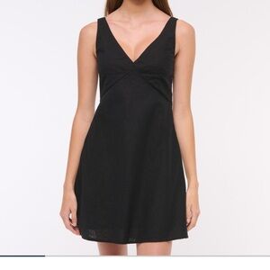 Abercrombie & Fitch V-Neck Linen-Blend Mini Dress